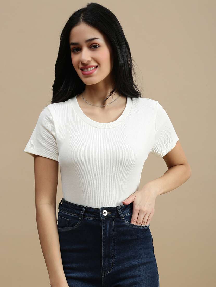 women white solid short sleeve top