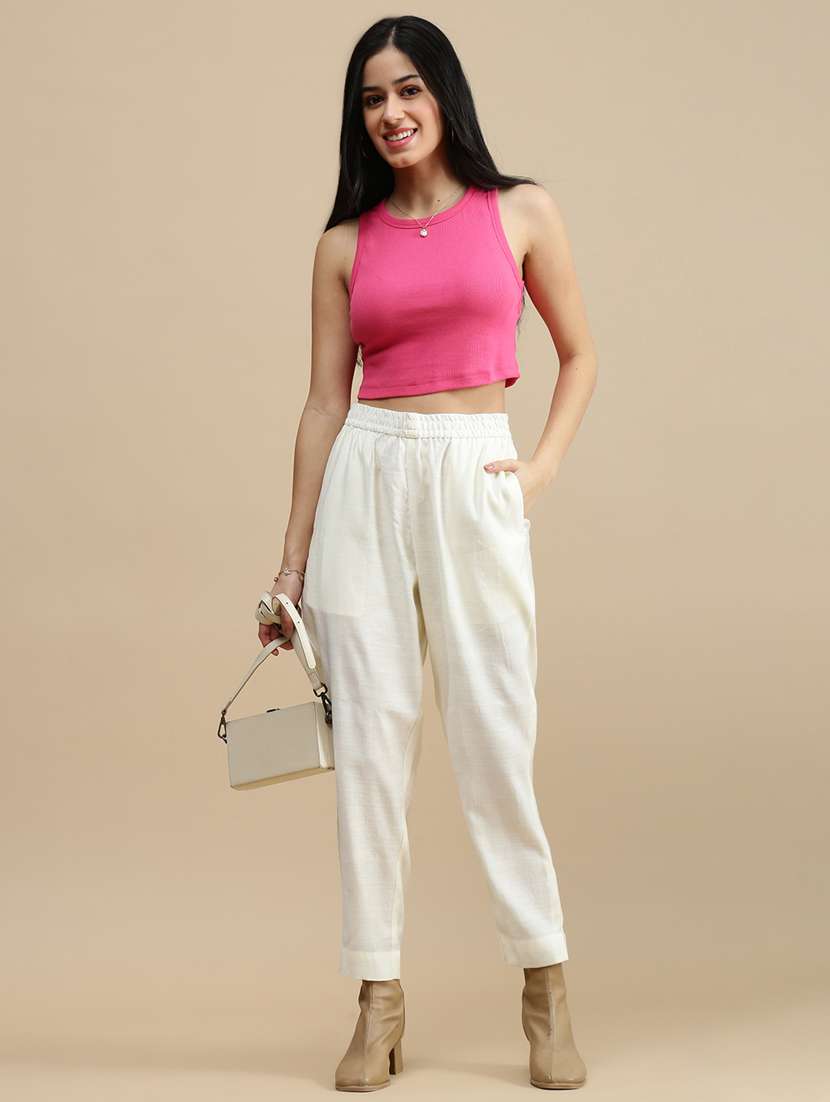 women solid sleeveless crop top - 22146901 -  Standard Image - 3