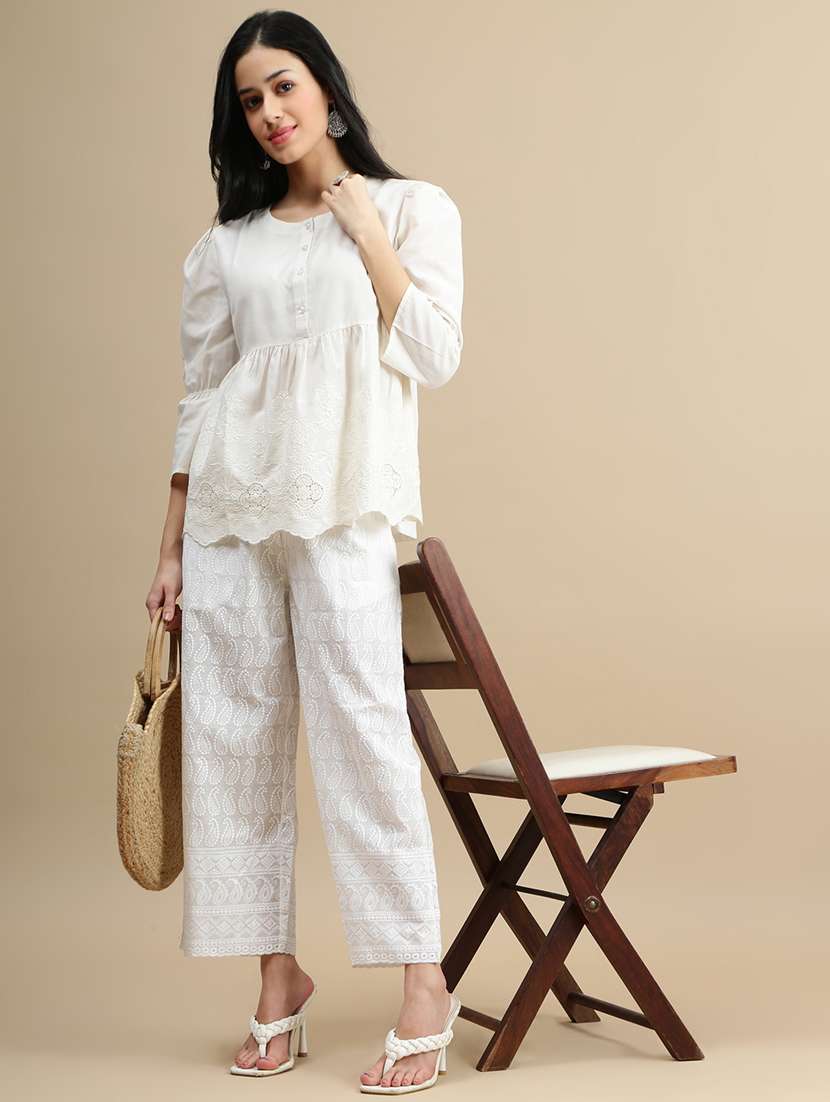 women solid puff sleeve peplum top - 22146907 -  Standard Image - 3