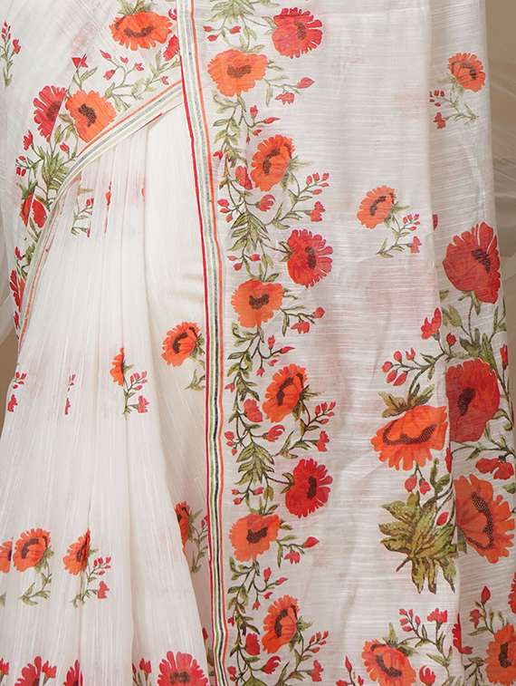 women floral printed saree with blouse - 22146913 -  Standard Image - 3