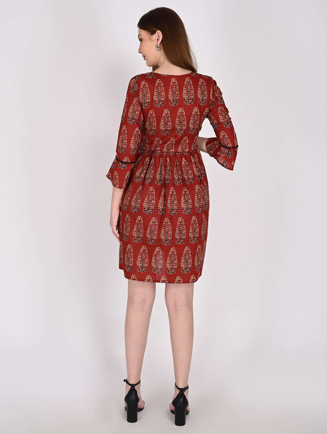 women printed bell sleeve a-line dress - 22146922 -  Standard Image - 3