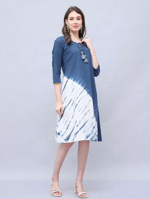 women printed three quarter sleeve dress - 22146924 -  Standard Image - 0