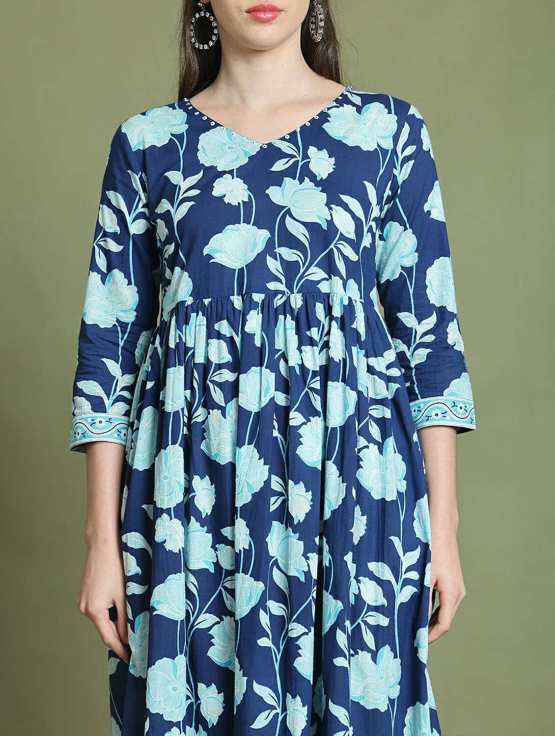 women printed three quarter sleeve dress - 22146951 -  Standard Image - 3