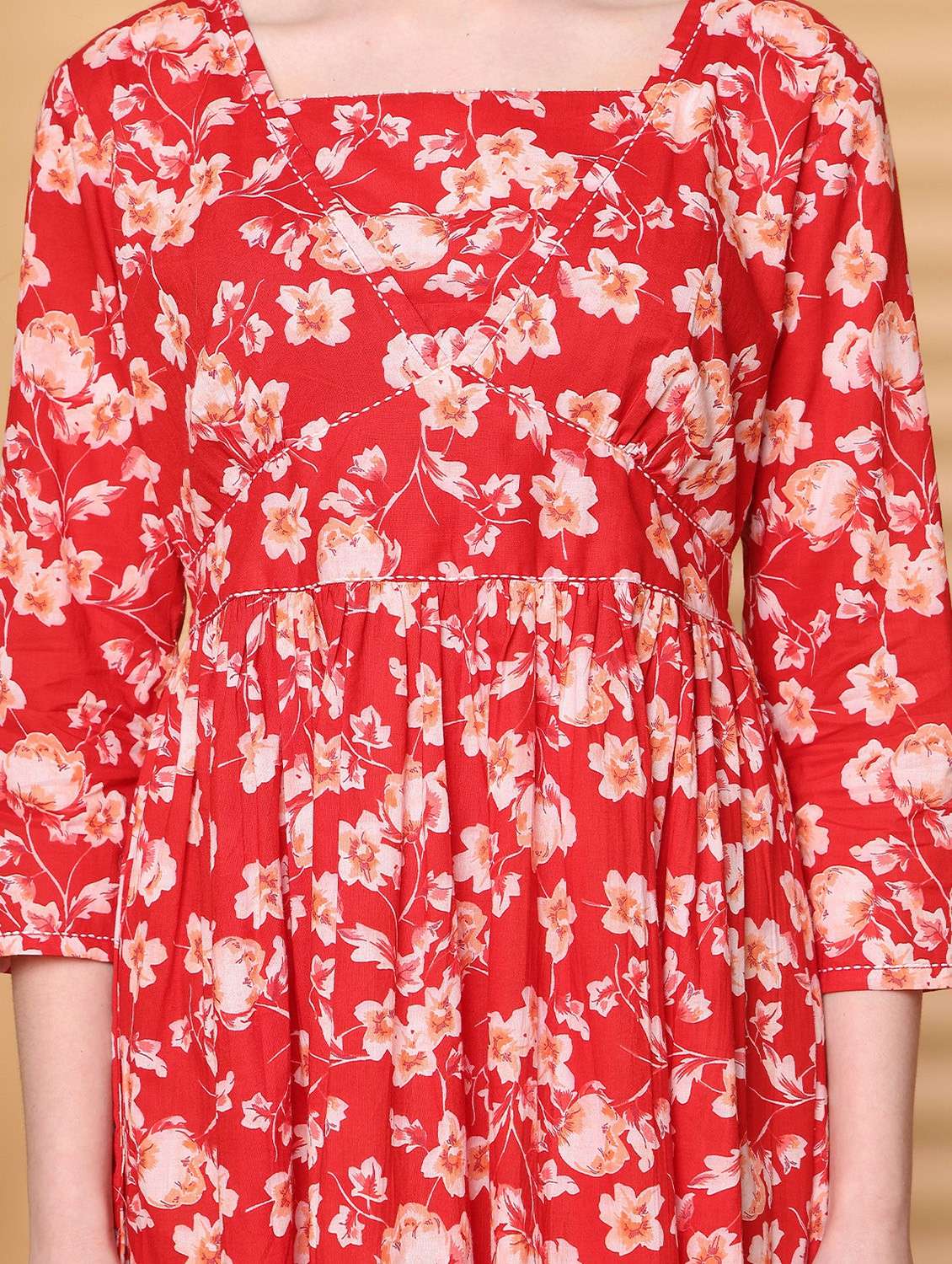 women printed three quarter sleeve dress - 22146954 -  Standard Image - 3