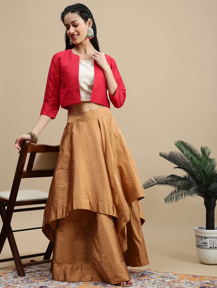 women solid three quarter sleeve ethnic jacket - 22146958 -  Standard Image - 3