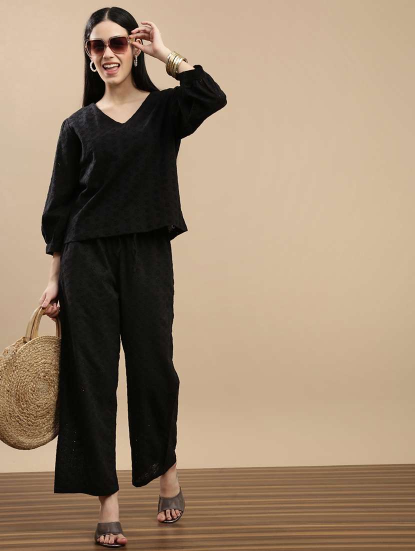 women solid high rise wide leg trouser - 22146963 -  Standard Image - 3