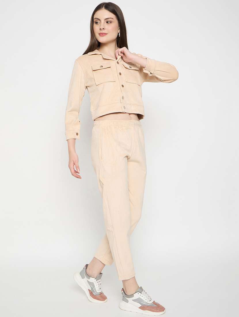 women solid long sleeve winter wear co-ord set - 22146964 -  Standard Image - 3