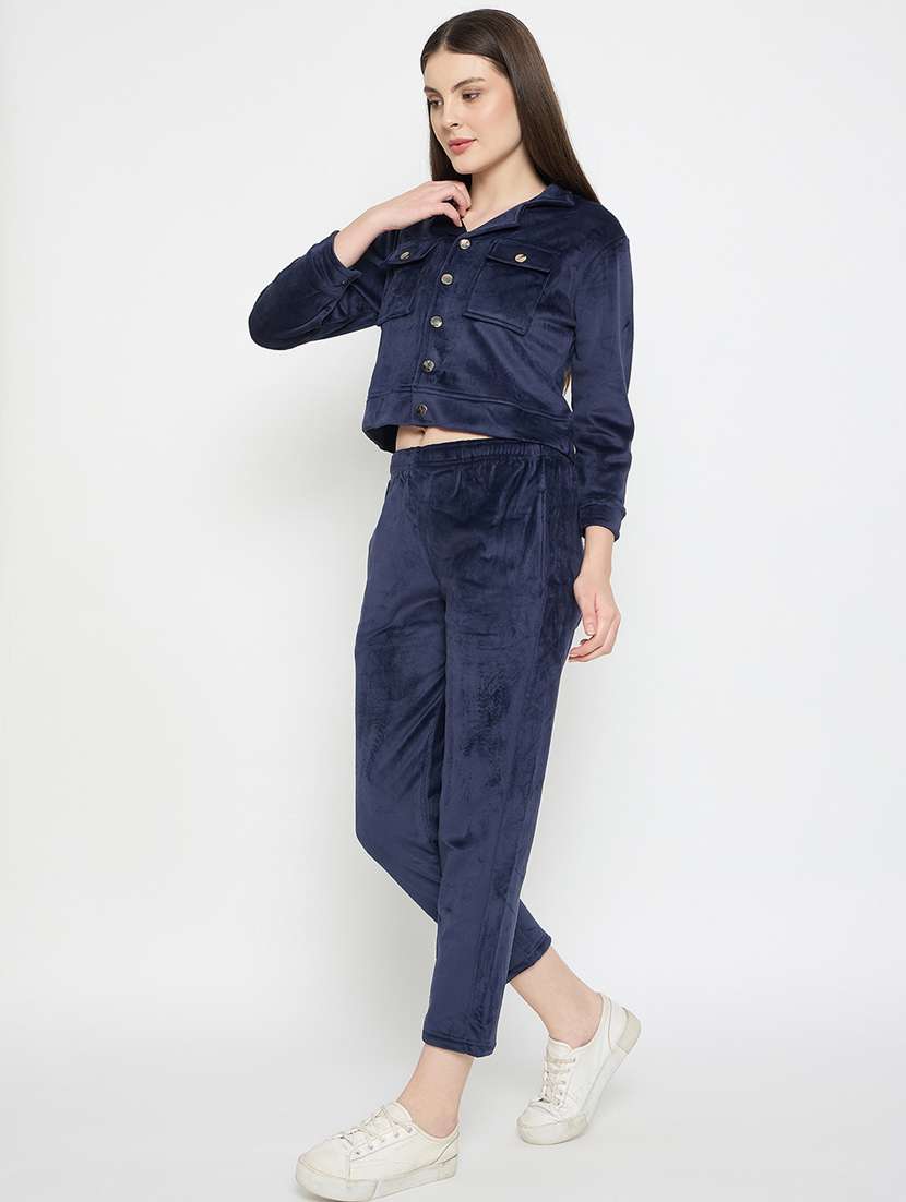 women solid long sleeve winter wear co-ord set - 22146966 -  Standard Image - 3