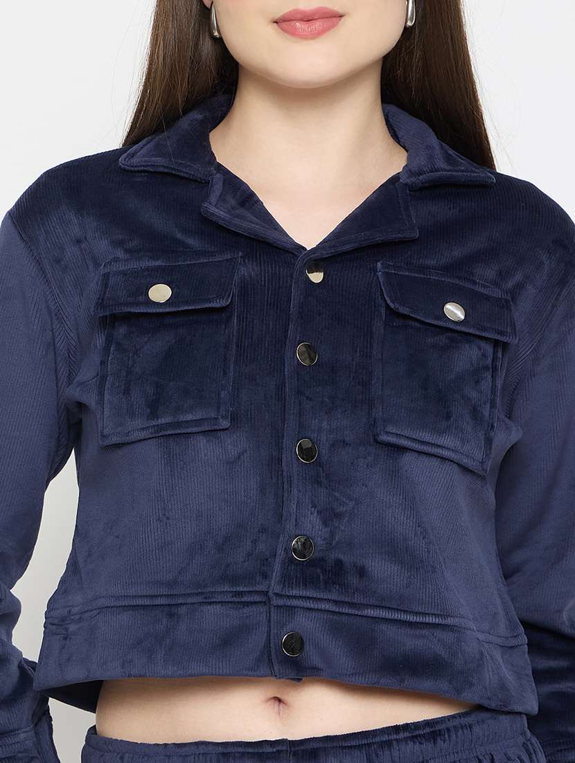 women solid long sleeve winter wear co-ord set - 22146966 -  Standard Image - 5