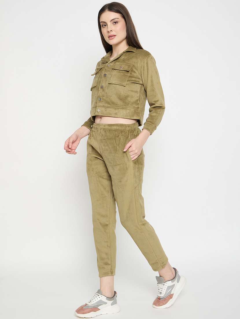 women solid long sleeve winter wear co-ord set - 22146967 -  Standard Image - 3