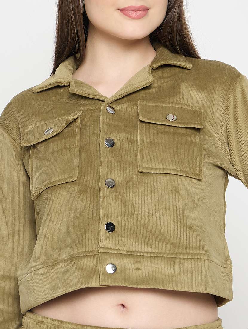 women solid long sleeve winter wear co-ord set - 22146967 -  Standard Image - 5