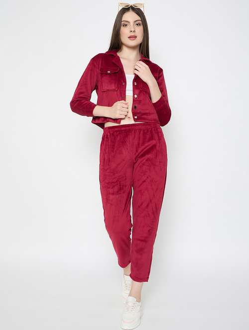 women solid long sleeve winter wear co-ord set - 22146969 -  Standard Image - 0