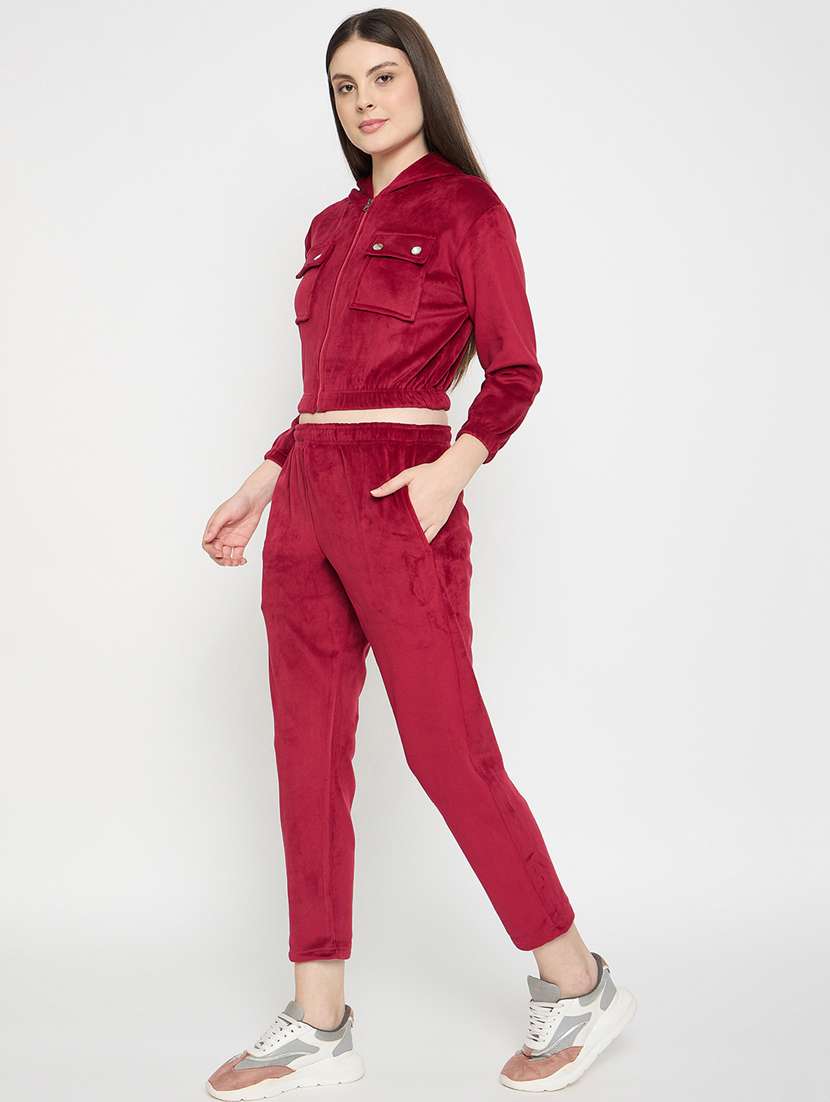 women solid long sleeve winter wear co-ord set - 22146975 -  Standard Image - 3