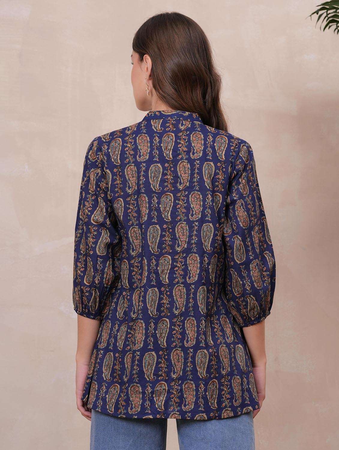 women paisley printed puff sleeve ethnic top - 22147116 -  Standard Image - 3