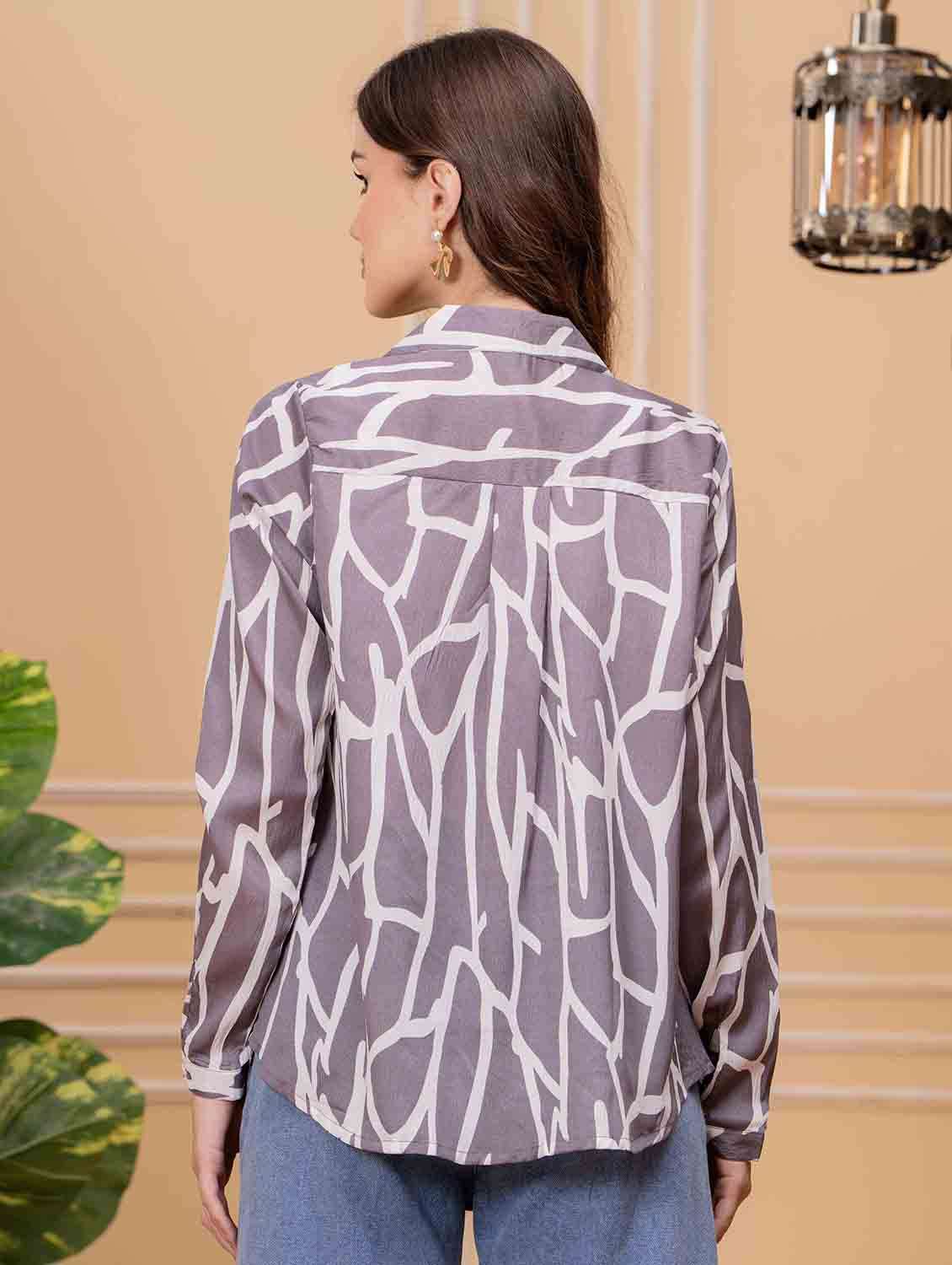 women printed long sleeve regular shirt - 22147125 -  Standard Image - 3