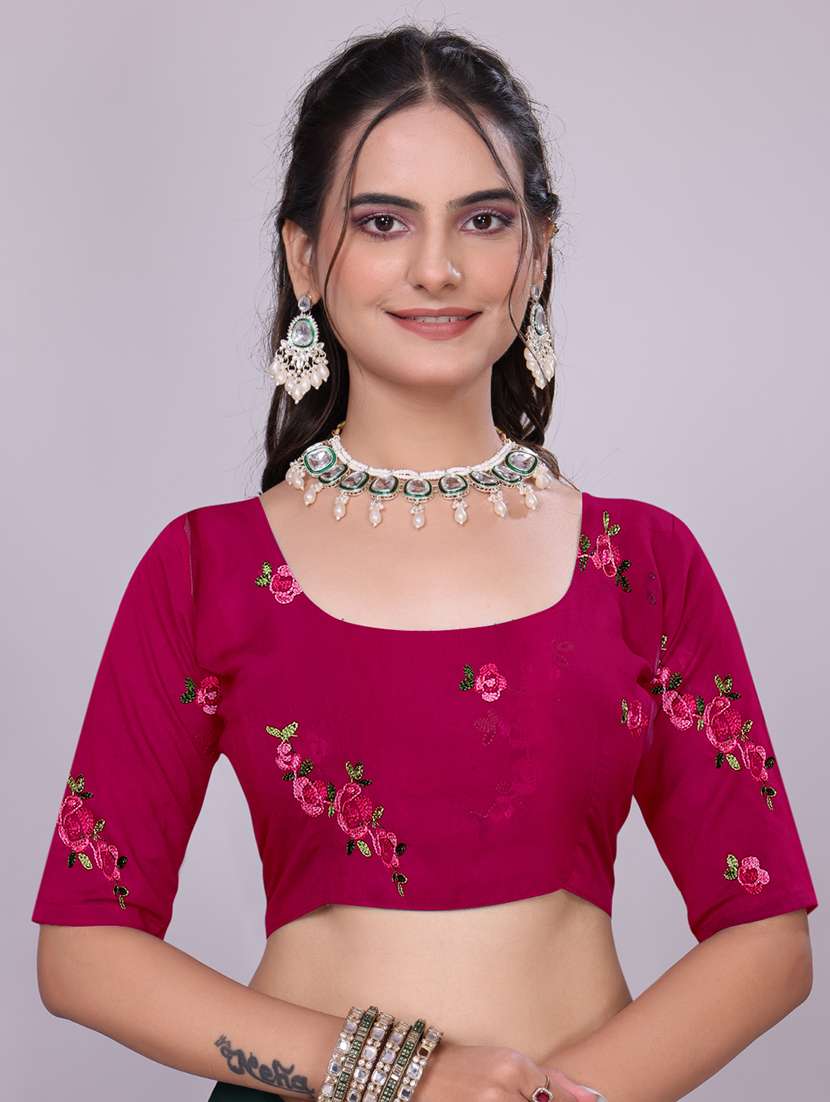 women magenta embroidered saree with blouse - 22147128 - Standard Image - 5
