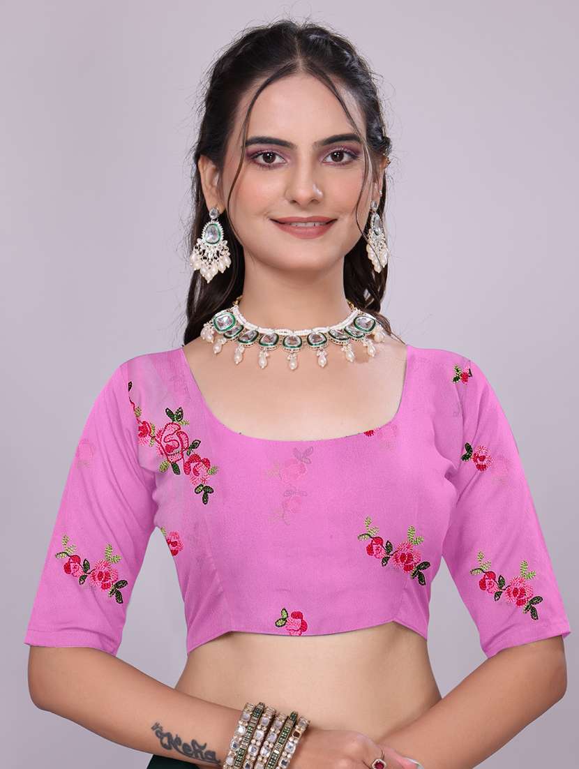 women pink embroidered saree with blouse - 22147130 - Standard Image - 5