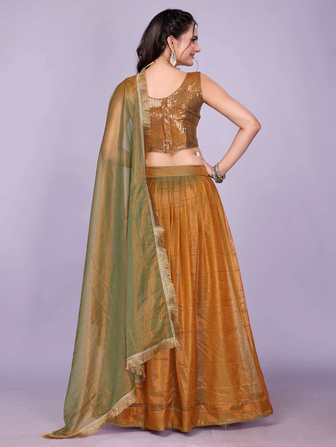 women solid flared semi-stitched lehenga - 22147134 -  Standard Image - 3