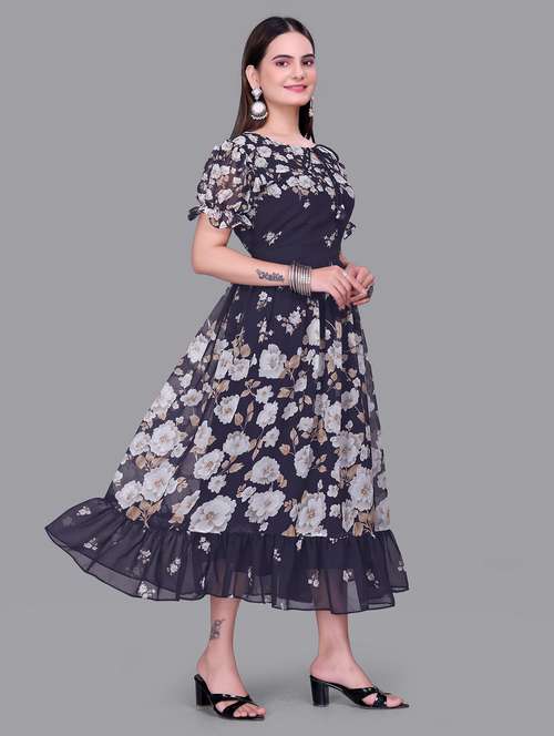 women printed short sleeve tiered dress - 22147141 -  Standard Image - 0