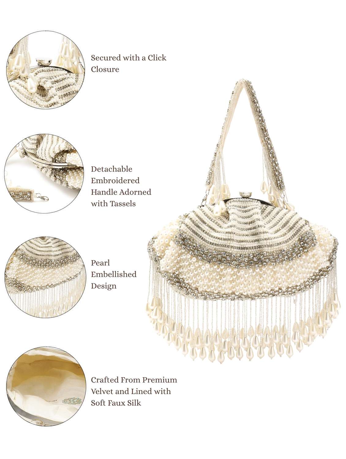 embellished off white velvet party clutch - 22147165 - Standard Image - 3