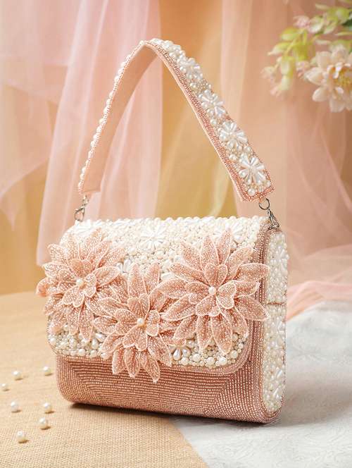 floral embellished clutch with bead handle - 22147166 - Standard Image - 0