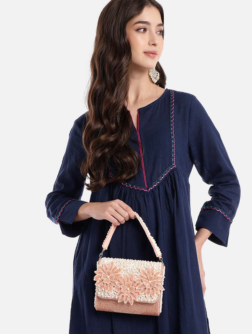 floral embellished clutch with bead handle - 22147166 - Standard Image - 5