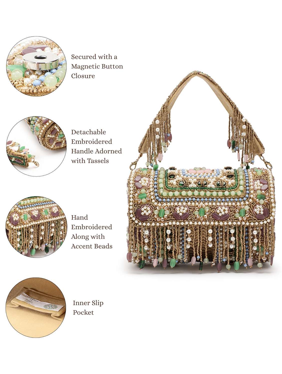 embellished gold velvet party clutch - 22147168 - Standard Image - 3