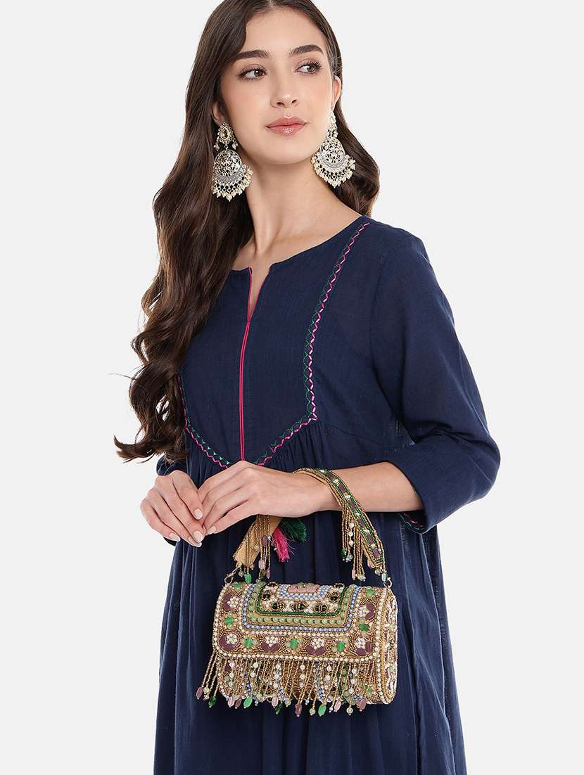 embellished gold velvet party clutch - 22147168 - Standard Image - 5