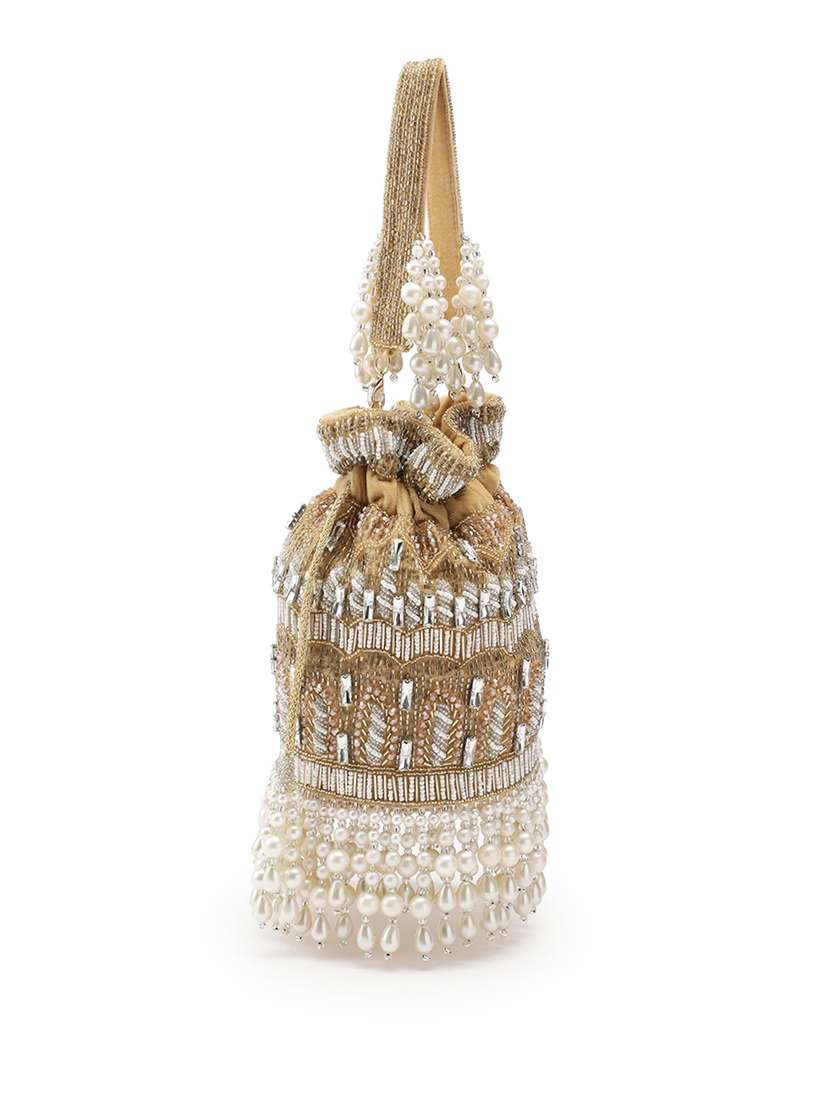 embellished velvet potli with drawstring closure - 22147172 -  Standard Image - 5