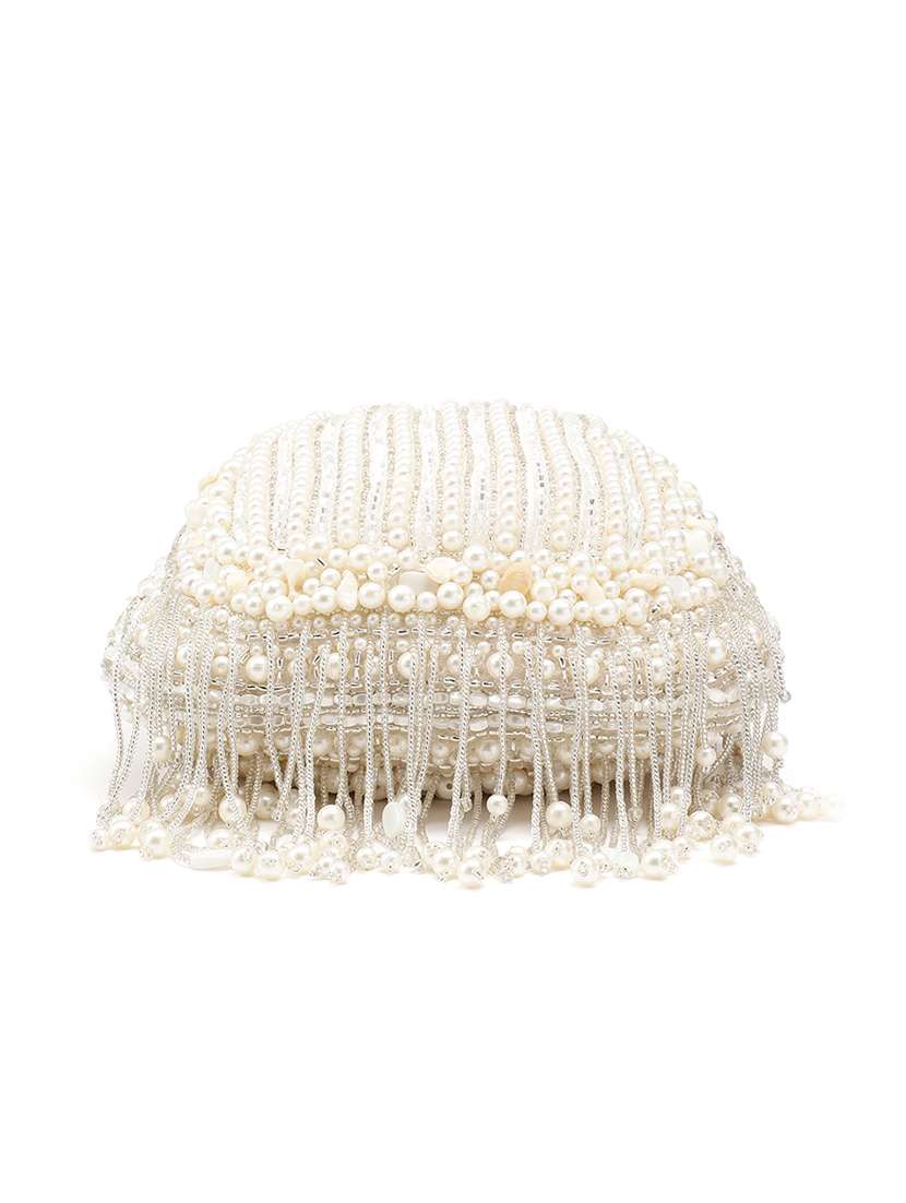 embellished pearl off white potli party - 22147173 -  Standard Image - 5