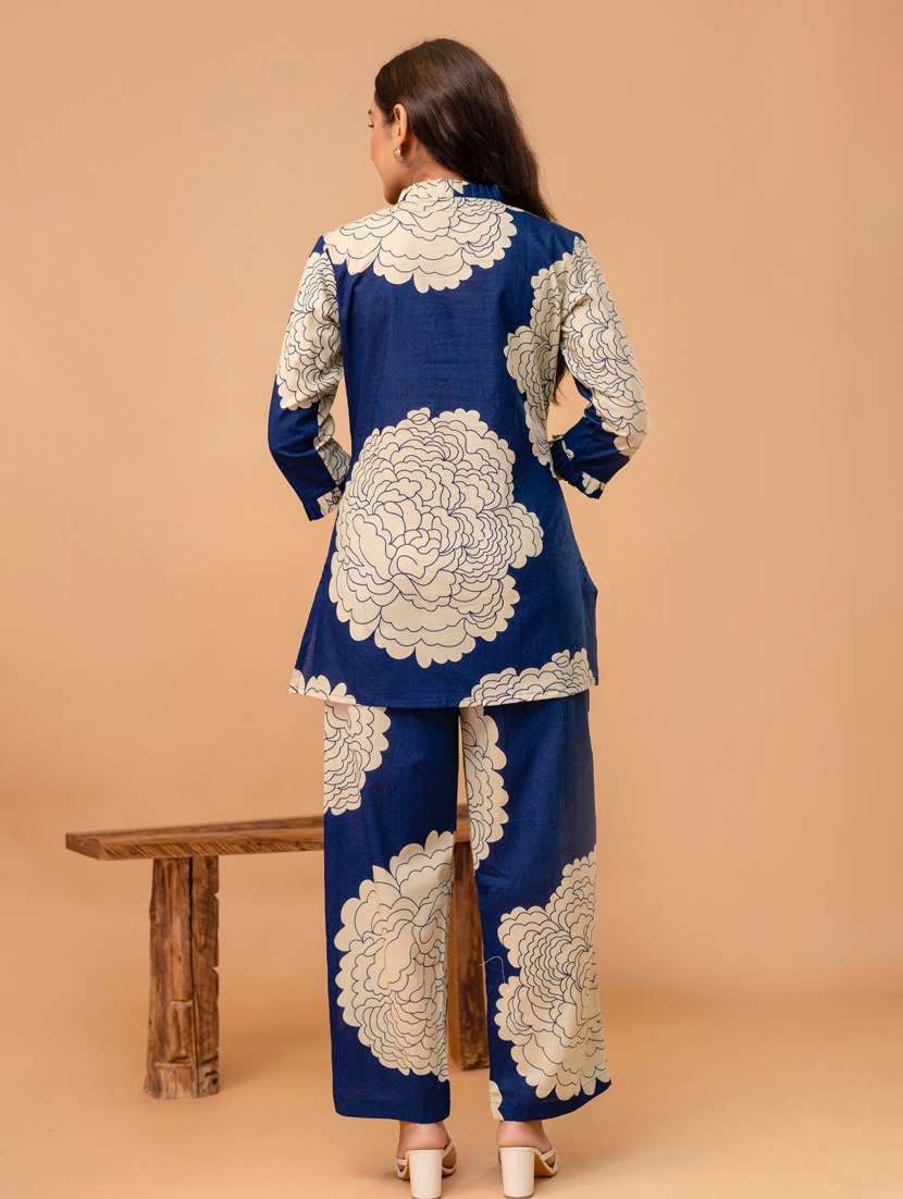 women three quarter sleeve regular fit ethnic co-ord set - 22147199 - Standard Image - 3