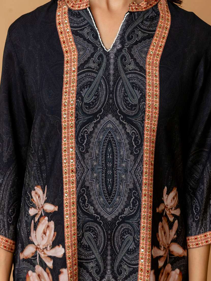 women three quarter sleeve regular fit ethnic co-ord set - 22147202 -  Standard Image - 5