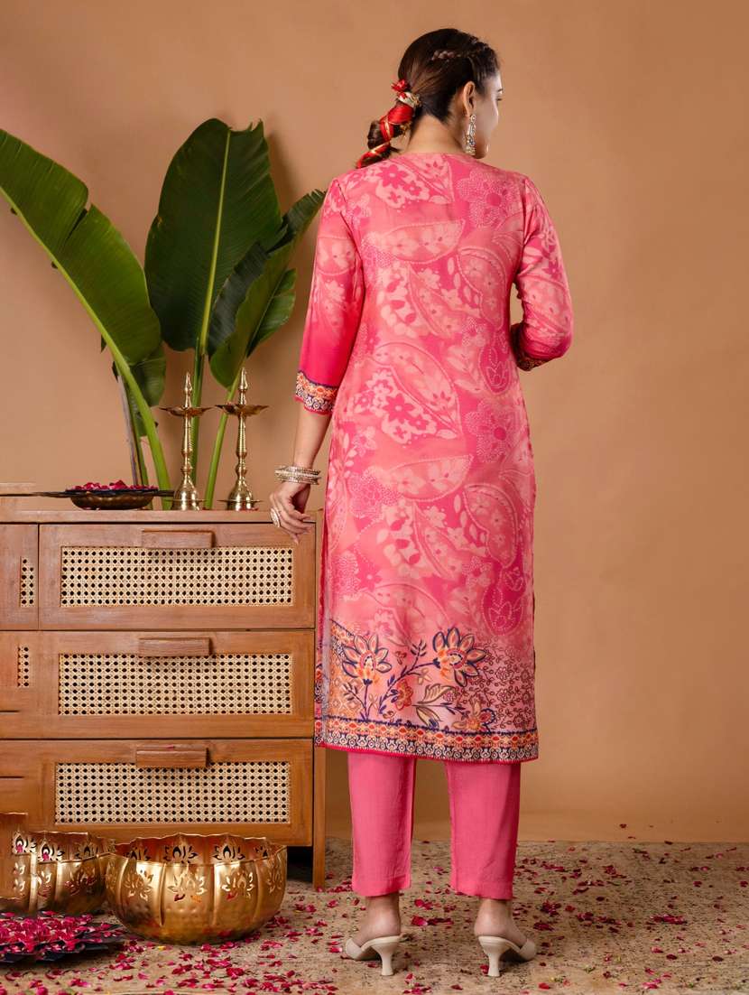 women printed three quarter sleeve kurta pant with dupatta set - 22147206 -  Standard Image - 3