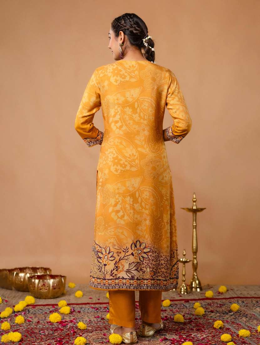 women printed three quarter sleeve kurta pant with dupatta set - 22147207 -  Standard Image - 3