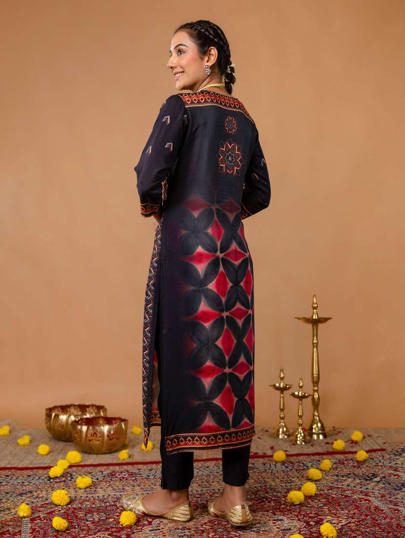 women printed three quarter sleeve kurta pant with dupatta set - 22147208 -  Standard Image - 3