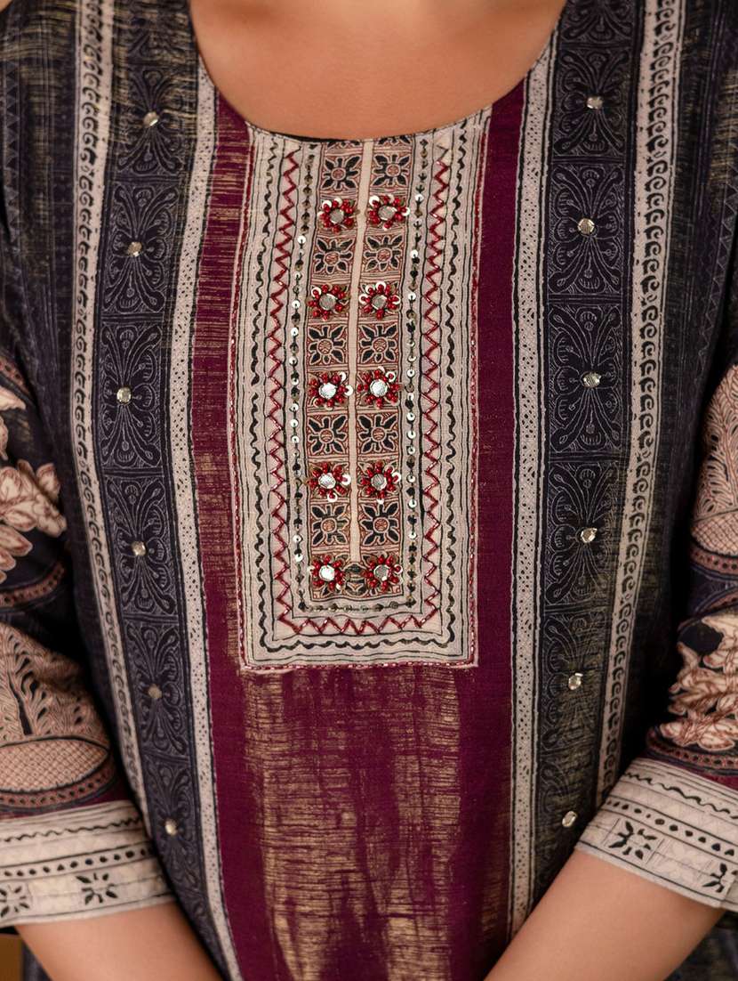 women printed three quarter sleeve kurta pant with dupatta set - 22147211 -  Standard Image - 5