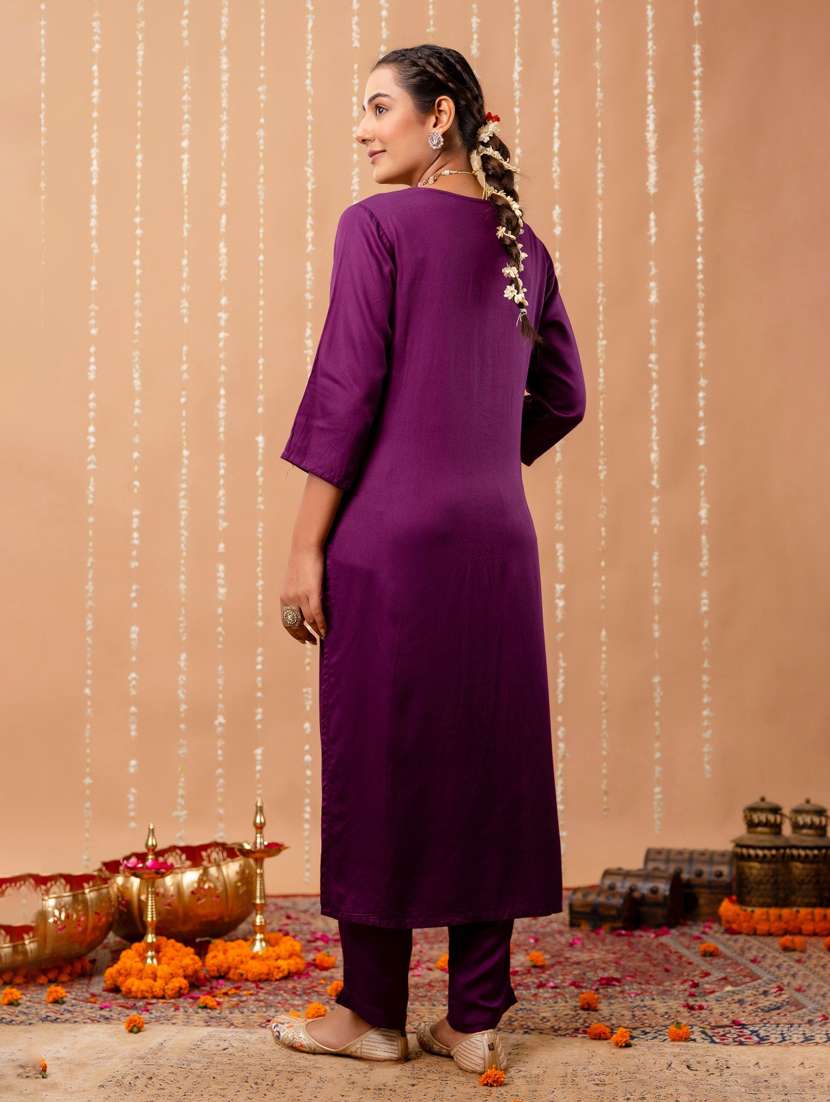 women embroidered three quarter sleeve kurta pant with dupatta set - 22147217 -  Standard Image - 3