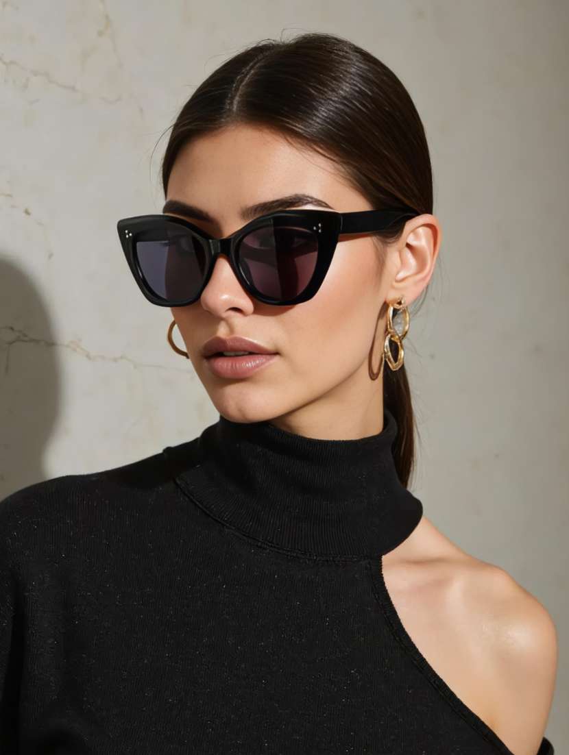 ted smith women cat eye black sunglasses with uv protected lenses - 22147228 -  Standard Image - 5