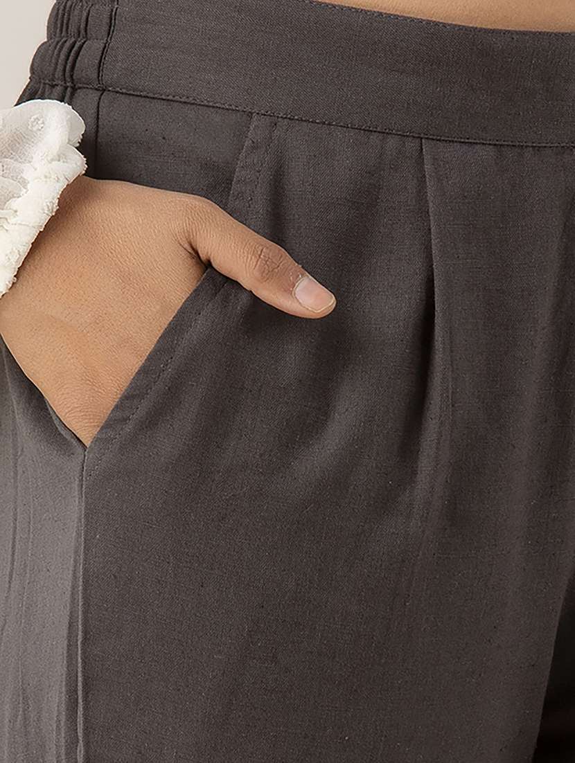 women solid mid rise cigarette pants  - 22147231 -  Standard Image - 5