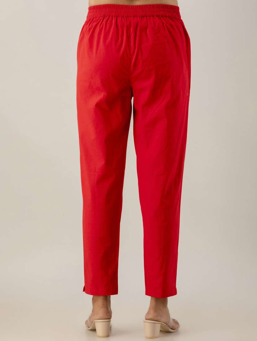 women solid mid rise cigarette pants  - 22147232 -  Standard Image - 3