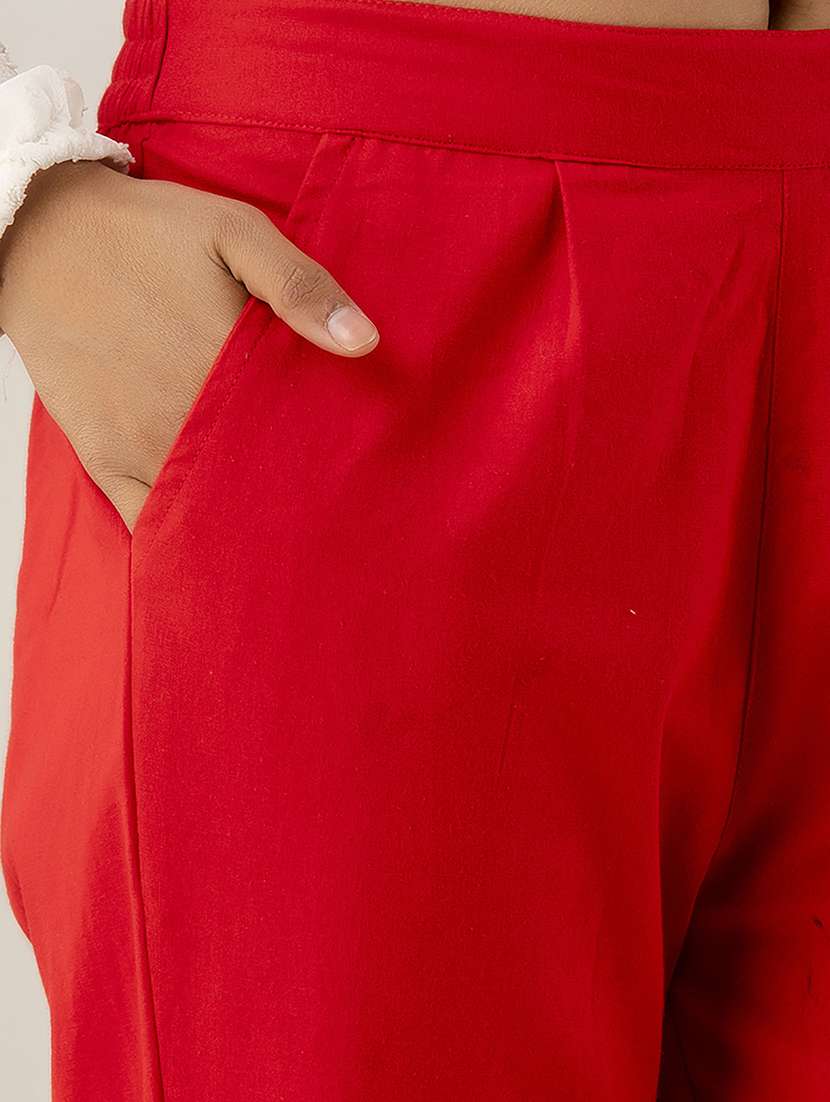 women solid mid rise cigarette pants  - 22147232 -  Standard Image - 5