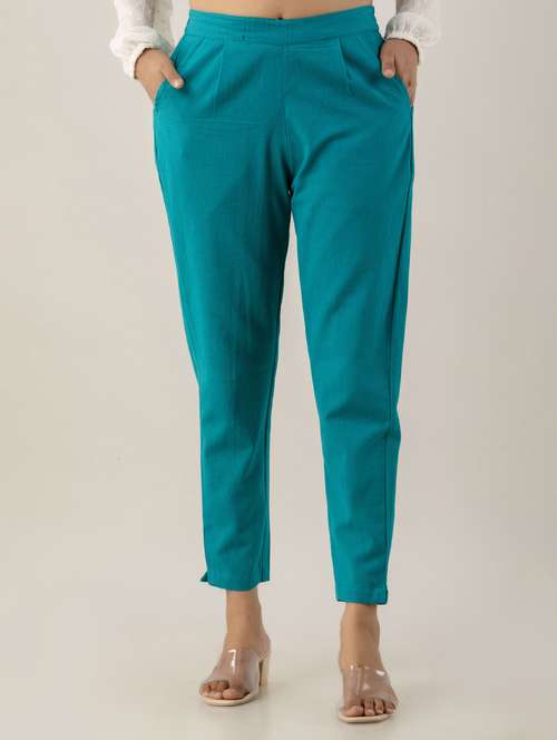 women solid mid rise cigarette pants  - 22147233 -  Standard Image - 0