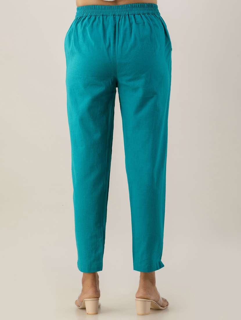 women solid mid rise cigarette pants  - 22147233 -  Standard Image - 3