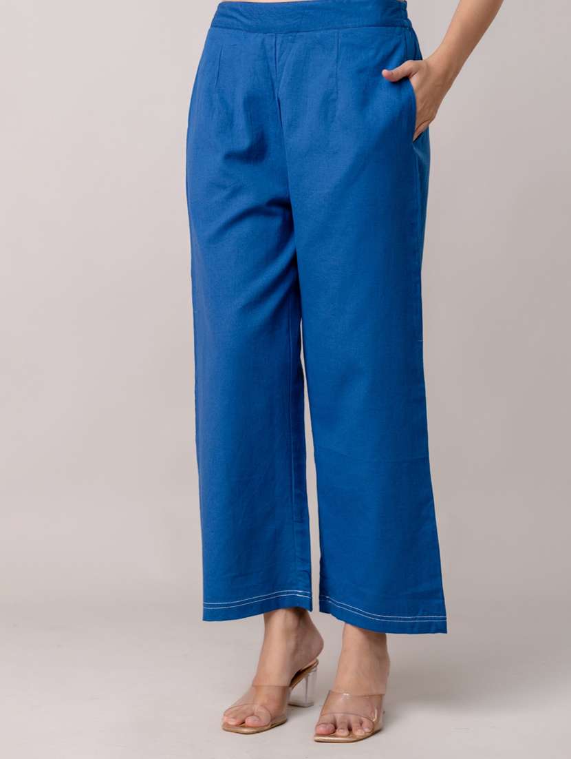 women solid mid rise straight trouser - 22147235 -  Standard Image - 3