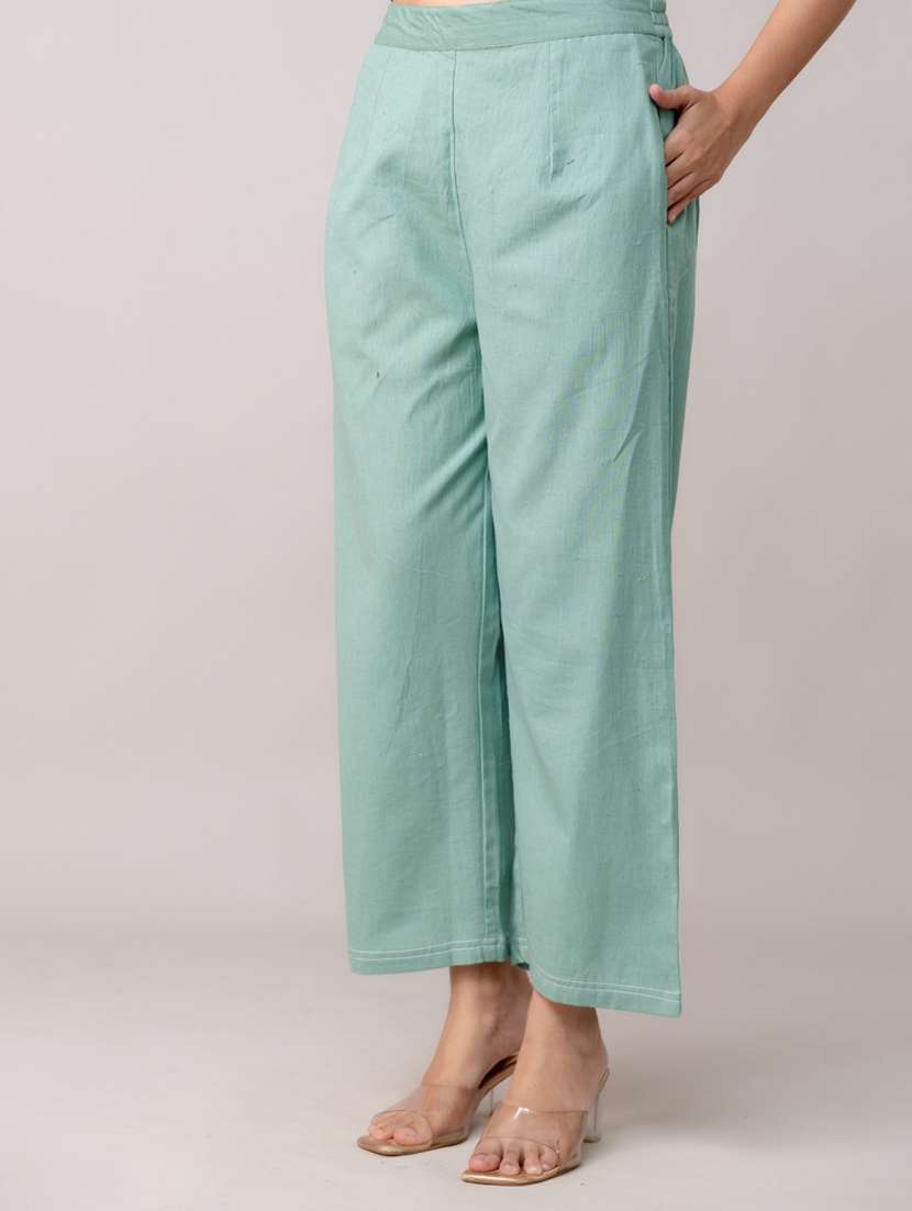women solid mid rise straight trouser - 22147237 -  Standard Image - 3