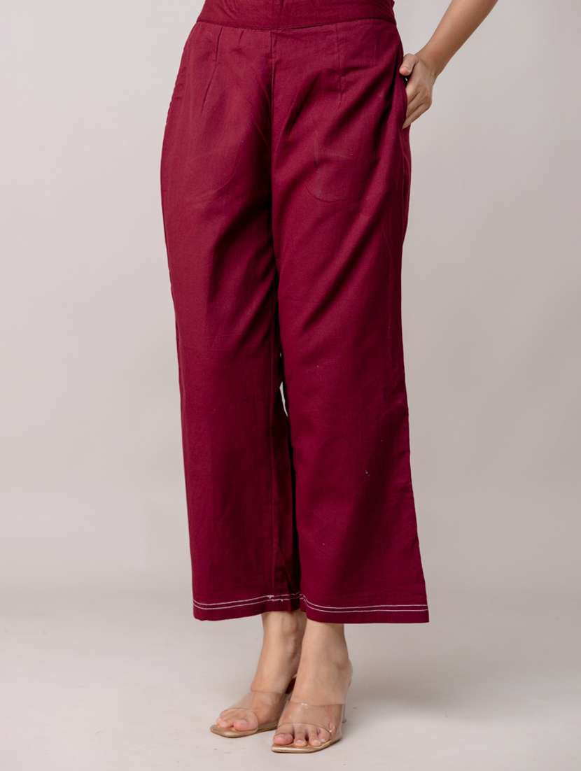 women solid mid rise straight trouser - 22147238 -  Standard Image - 3