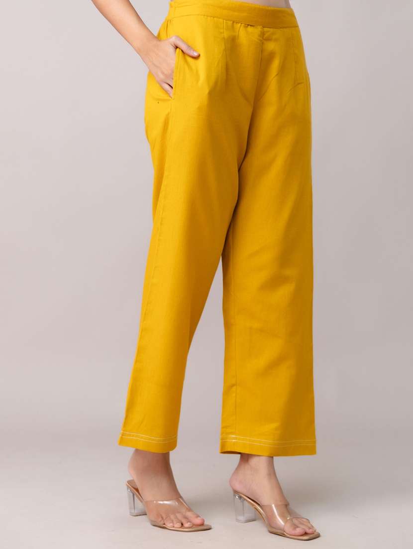 women solid mid rise straight trouser - 22147239 -  Standard Image - 3
