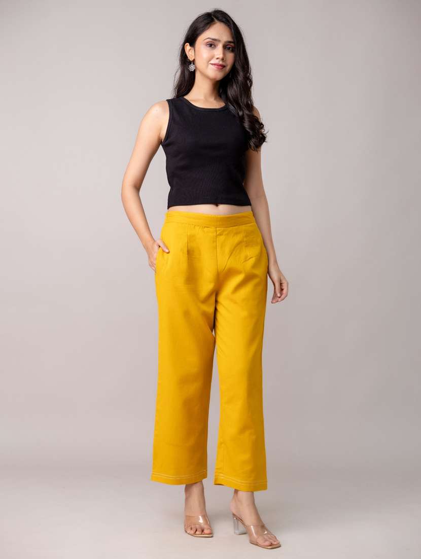 women solid mid rise straight trouser - 22147239 -  Standard Image - 5