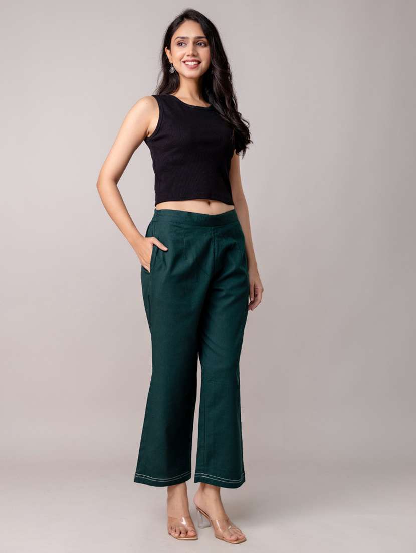 women solid mid rise straight trouser - 22147240 -  Standard Image - 5