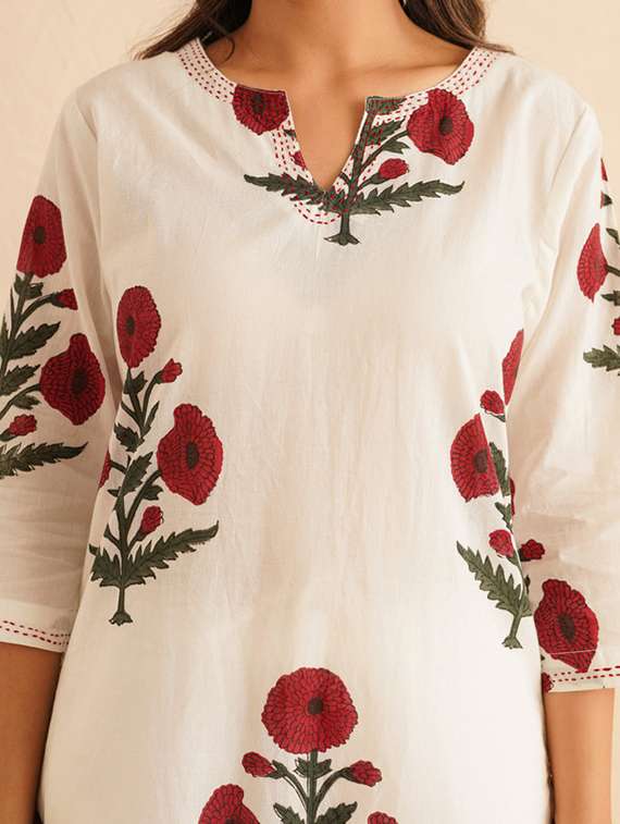 women floral three quarter sleeve kurta palazzo set - 22147251 -  Standard Image - 5